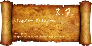 Klopfer Filemon névjegykártya